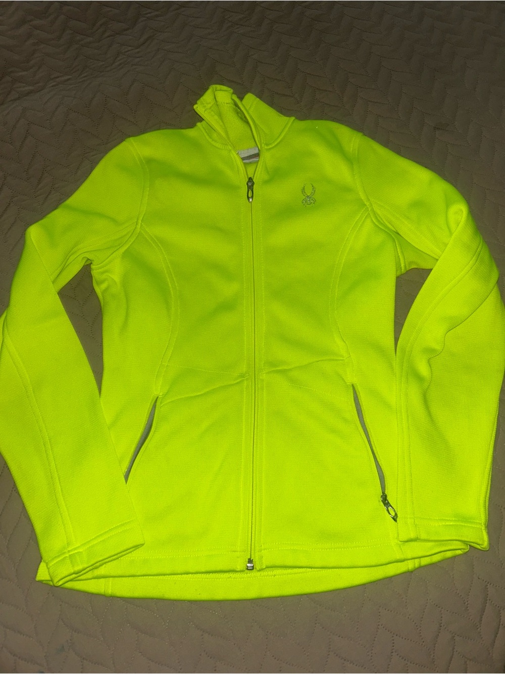 Spyder Neon Yellow Full-Zip ladies core sweater size medium